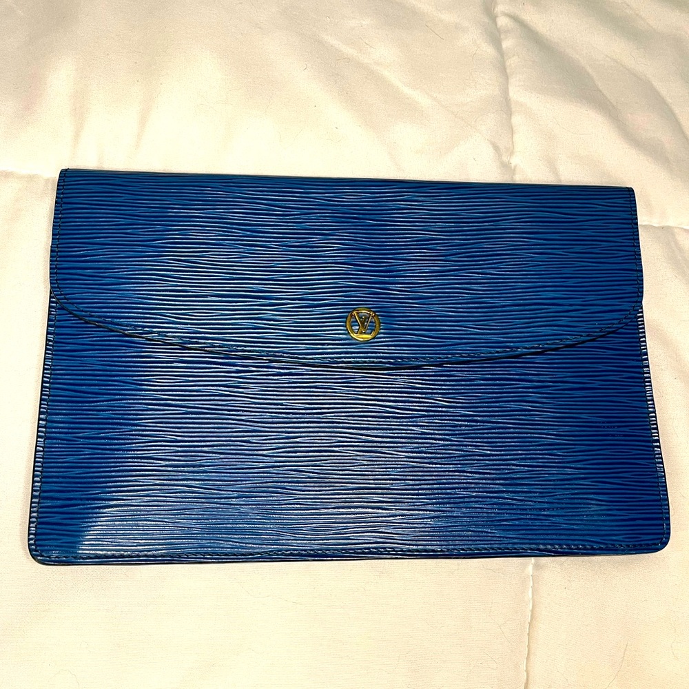Louis Vuitton Epi Montaigne 27 Clutch Blue